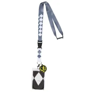 Power Rangers Black Ranger ID Lanyard Badge Holder w Character Card and Mighty Mastodon Emblem Rubber Pendant