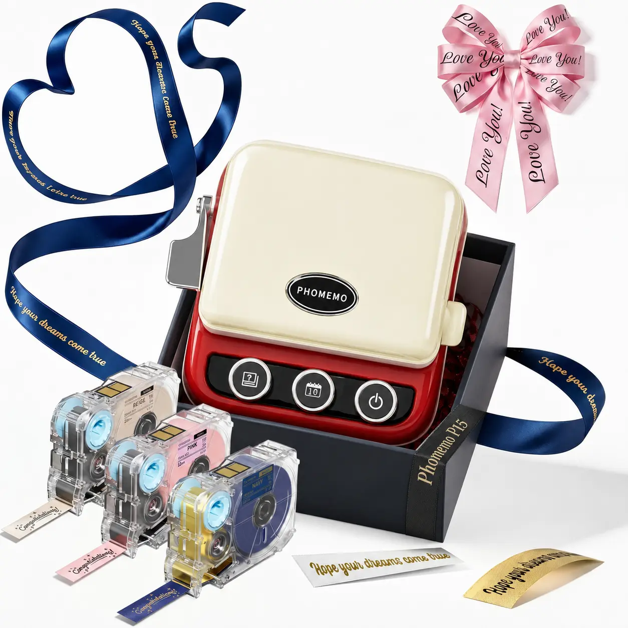 Phomemo P15 Ribbon Printer, Mini Bluetooth Portable Small Label Maker, Print Custom Ribbons & Waterproof Labels For Gift Wrapping, Graduation Parties, Food Marking & Home Storage TikTokShopBackToSchool