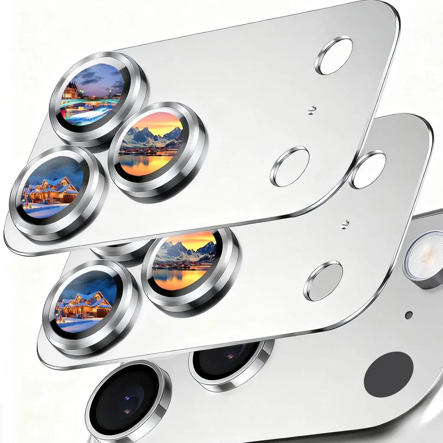 2 Pack Camera Lens Protector for iPhone 17 Pro Max - Metal Aluminum Alloy & Tempered Glass, Military Grade Shatterproof, Case Friendly, Silver Smartphone Cellphone Lens Cover Accessories with Flash Compatibility