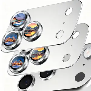 2 Pack Camera Lens Protector for iPhone 17 Pro Max Metal Aluminum Alloy and Tempered Glass Military Grade Shatterproof Case Friendly Silver