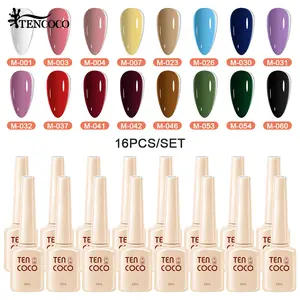 TENCOCO Gel Polish 10/16PCS Set -15ml Quick Drying Long Lasting Chip Resistant | Resin Water-Based Formula for Women & Girls