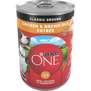 Purina ONE Classic Ground Chicken and Brown Rice Entree Adult Wet Dog Food - (Pack of 12) 13 oz. Cans