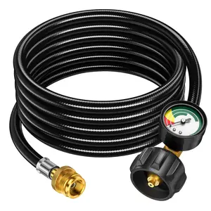 【Holiday Special】Alloxity QQC/Type1 Gas Pipe, black gauge, 12FT hose, 1-20 lbs, 350psi – Perfect for home and commercial natural gas systems.