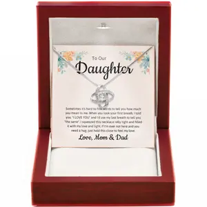 Daughter Love Knot Necklace from Parents - Sentimental Jewelry with Cubic Zirconia Pendant Perfect for Graduation or Wedding Gift