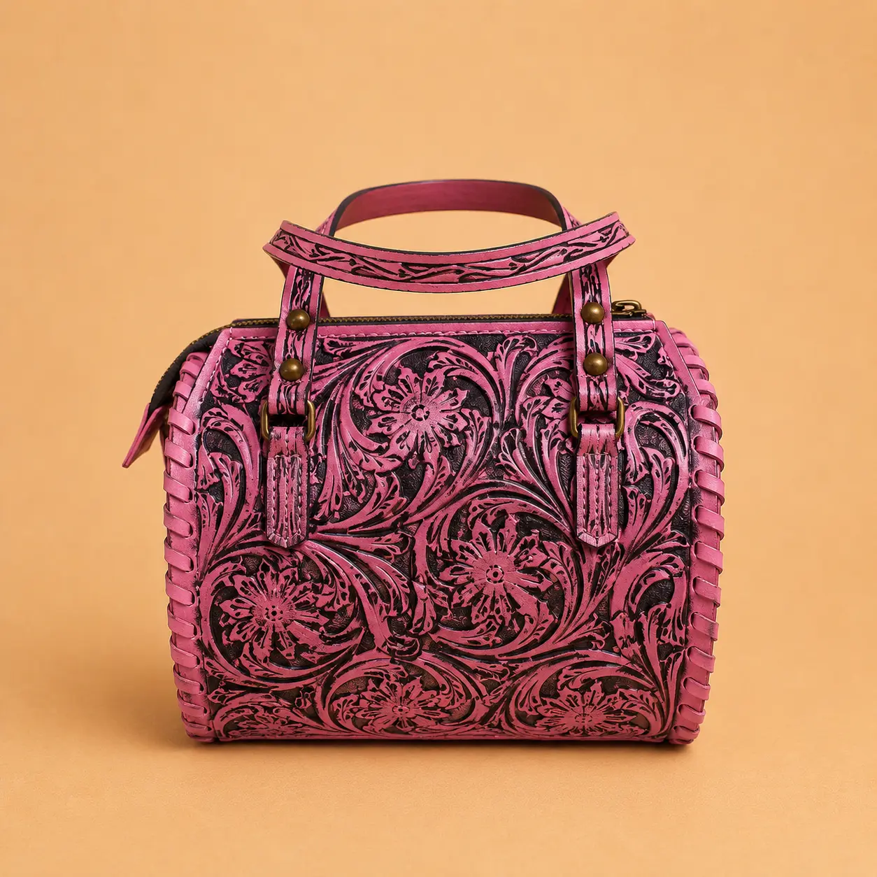 Mini Prairie Rose Tooled Leather Satchel