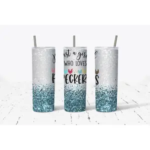 Just a Girl Who Love Peckers - Teal Glitter - 20oz Stainless Steel Tumbler - With Straw - Chicken Lady - Farm Life