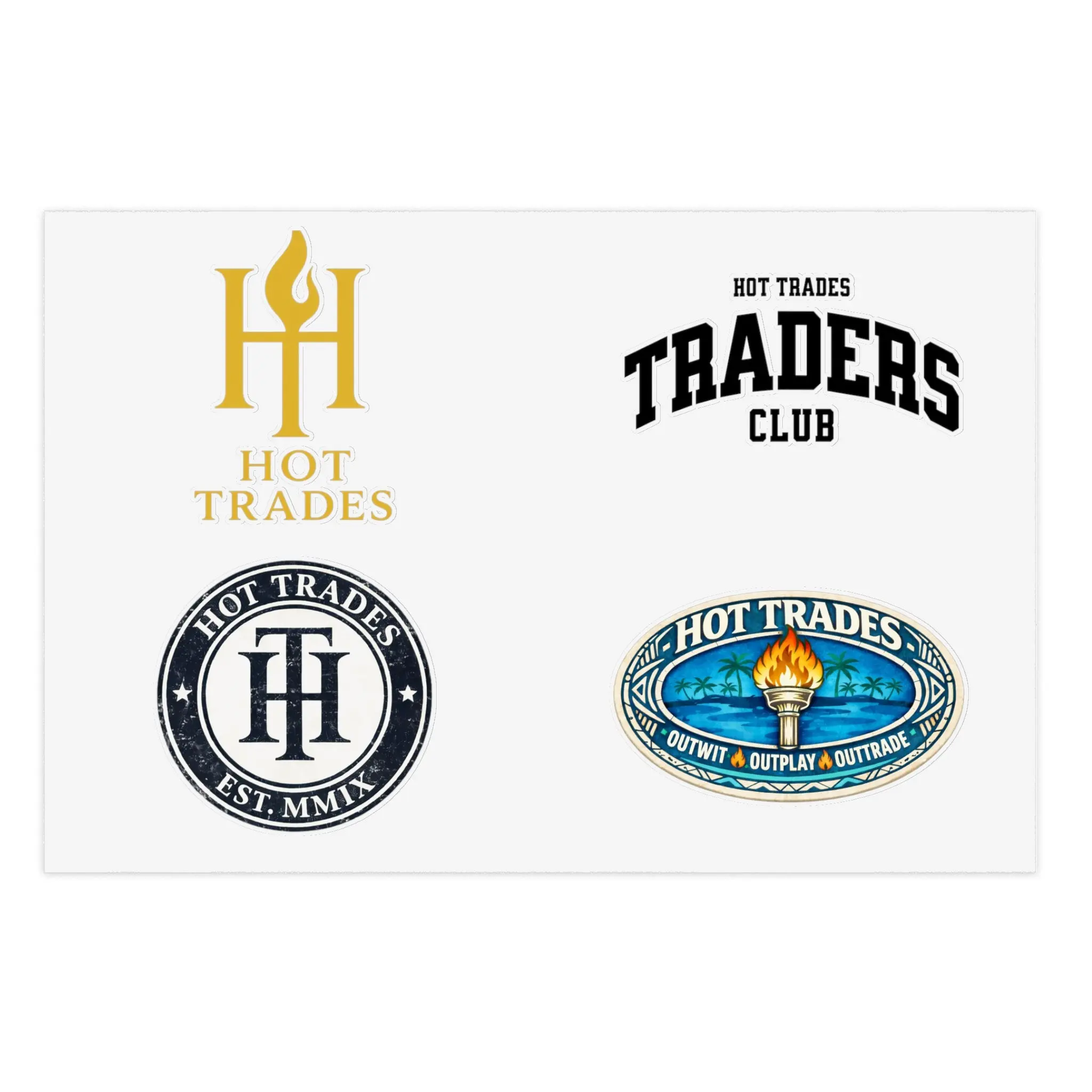 Hot Trades Sticker Sheet – Traders Club Logo Decals (4-Pack)