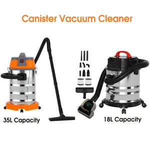 Areyourshop 18L/35L Handheld Canister Vacuum Cleaner,Bucket-Type Pellet Stove Ash Vacuum,16-23kpa Powerful Suction,Stainless Steel Canister,Dust Remove,For Home Office,Carpet Floors&Pet Hair