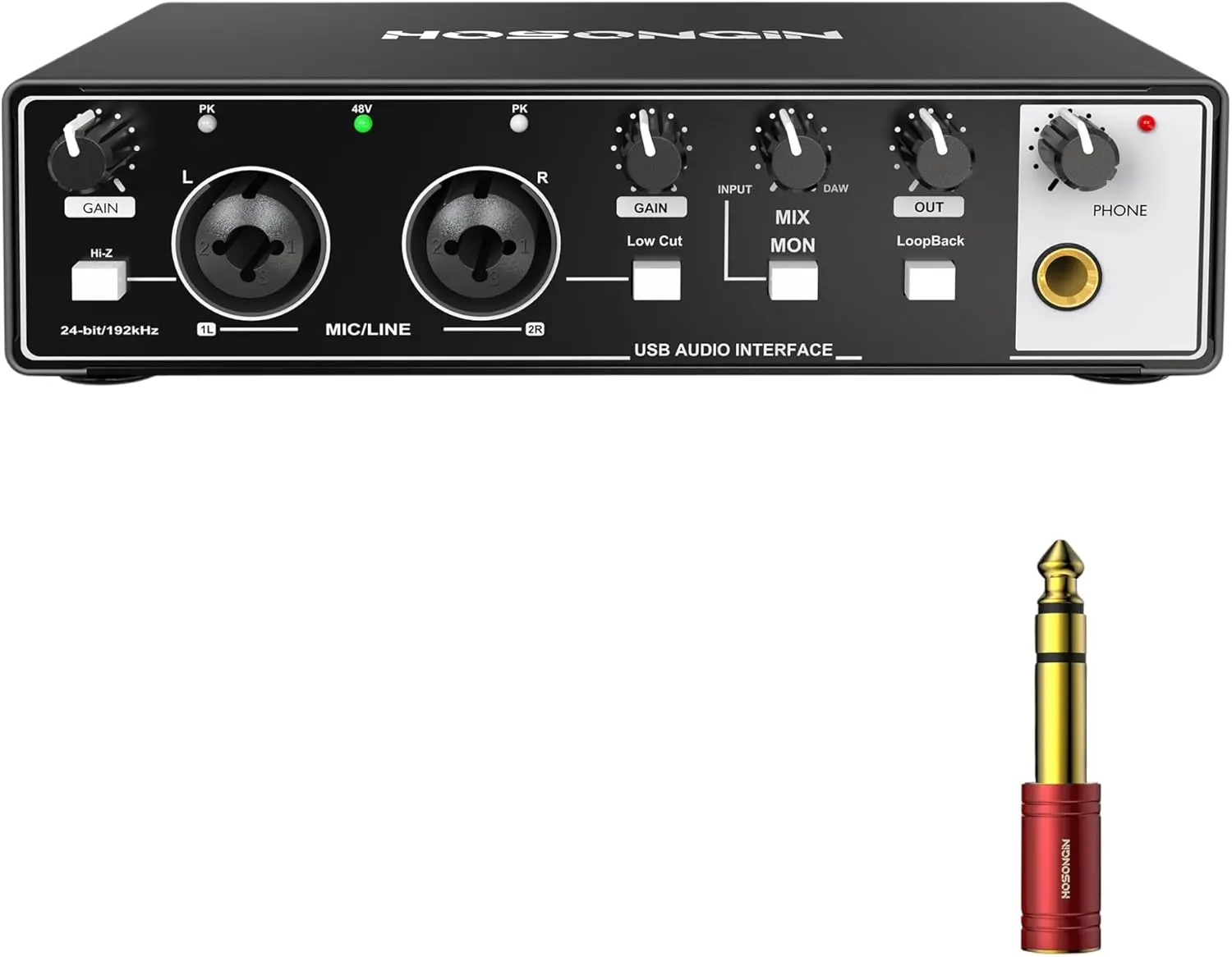 USB Audio Interface. 24-bit/192kHz. For PC & Mac. With 48V phantom power. Compact Durable. Budget-friendly. Ideal for musicians and creators