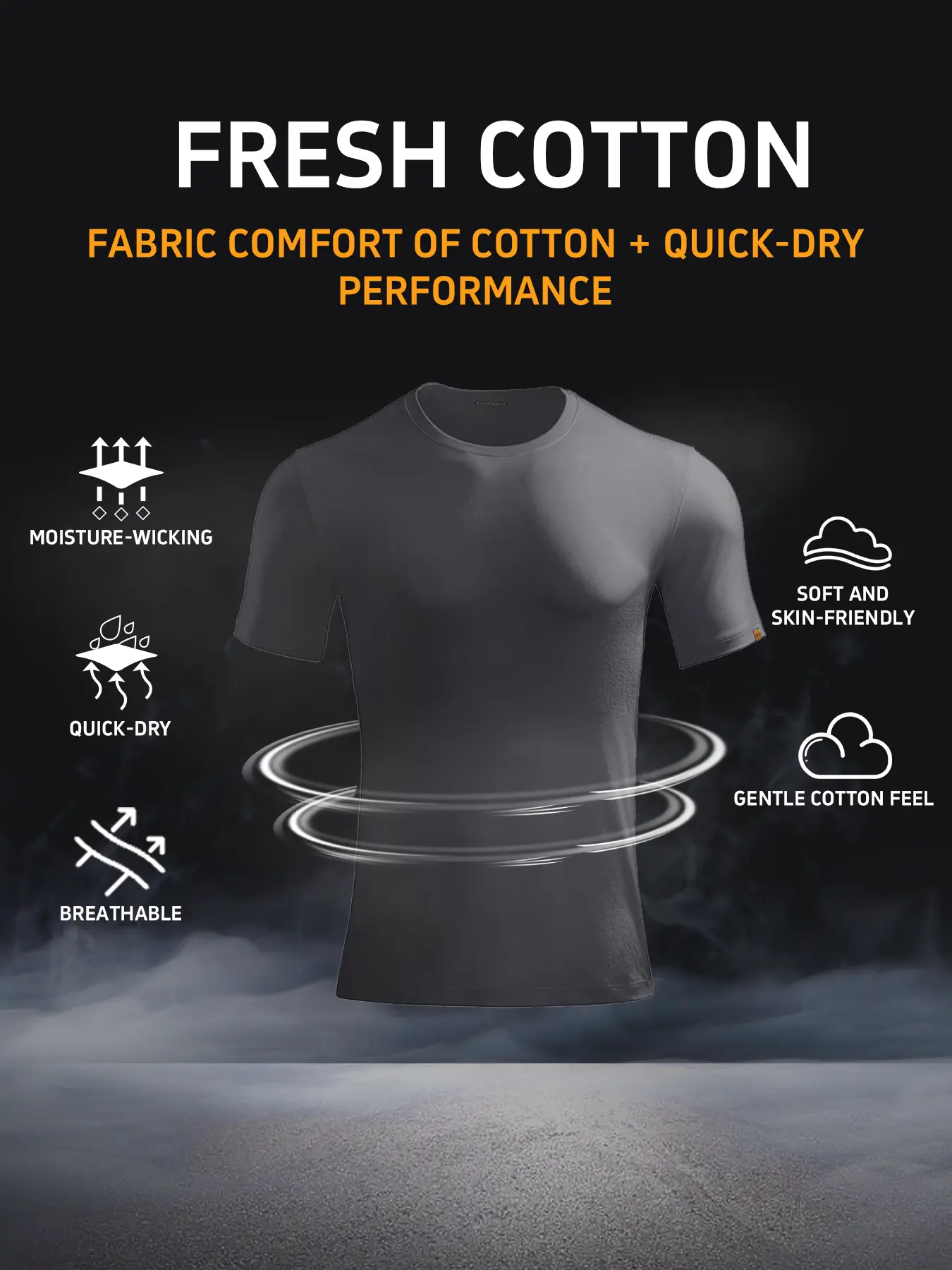 Men's Quick Dry T-Shirt, Velox Quick Dry T-shirt, Moisture-Wicking, High-Stretch, Summer, XS-6XL
