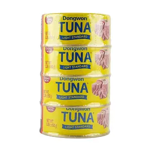 DONGWON Tuna Can in Oil, Ready-to-Eat Skipjack Tuna Fillets, 150g x 4 Cans, Korean Seafood, Protein Rich, Pantry Staple