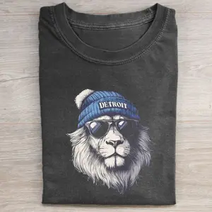 Detroit Football Mascot Vintage Graphic Tees, Lions Tshirt, Roary Lion T-Shirt, Unisex Funny Rugby Gift Shirts Top Menswear Womenswear Streetwear