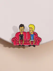 90s Classic Cartoon Nostalgia Badge, Beavis and Butt-Head Sofa Design, Humorous, Perfect for Vintage Culture Collectors and Fans, Collectible, Custom