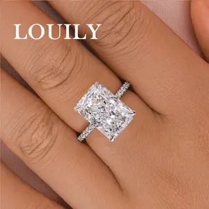 Louily Jewelry 7.0CT Radiant Cut Dazzling Engagement Ring,5A Cubic Zirconia CZ 925 Sterling Silver Classic Wedding Ring, Perfect Promise Ring for Your Love