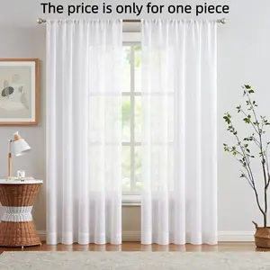 1pc Japanese Minimalist Linen Curtain, Light Filtering for Living Room and Bedroom, Transparent Yet Privacy-Protecting, Lightweight Design