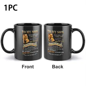 1pc 11oz ceramic mug printed with the affectionate protection pattern of mother and SON lions, with the family English slogan "TO MY SON" and warm messages on the cup body, is a heartwarming gift for your son and a choice for daily companionship.