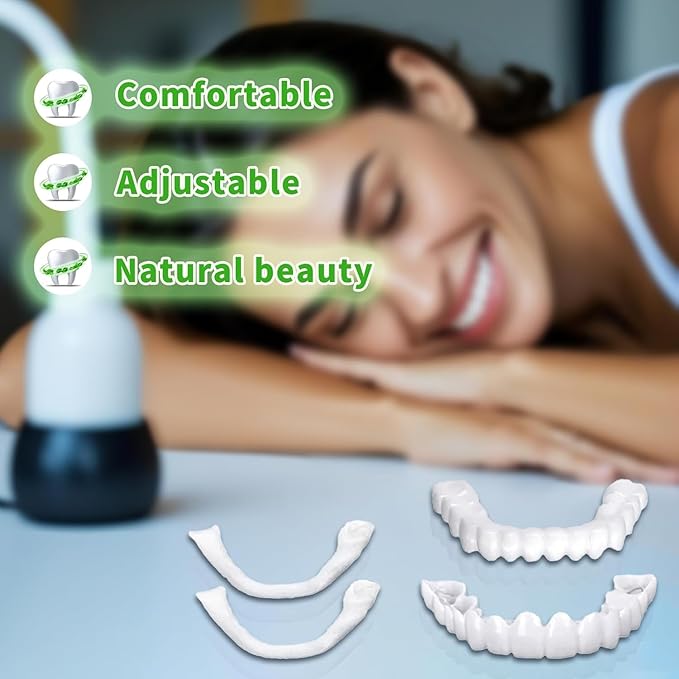 【VALUE 3 PAIRS】Temporary Instant Smile Hack Reusable Cosmetic Teeth Cover Flexible Moldable Snap-On Teeth Budget Bundle Hiding Spaces Between Teeth Tooth Gaps Wide Gaps  Visual Enhancer Men Women Daily Kit
