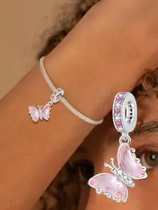 Butterfly & Flower Design Charm, Fashionable Pendant Charms for Women, Trendy All-match & Exquisite Jewelry for Birthday Gift, Fashion Accessory