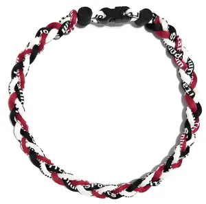 Baseball 3 Rope Braid Tornado Energy Necklace Burgandy Black White