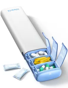 Weekly Travel Pill Organizer,Ideerfit Portable Pill case,Cute Pill Box 7 Day,Daily Medicine Box,Drawer Design Pill Container for Medication, Vitamins, Fish Oils, Supplements,White