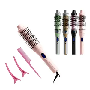 Thermal Brush, Blowout Boost 1.5 inch Heated Round Brush for Blowout，Dual Voltage, Look, Pink, Green,White,Black Tourmaline Ceramic, Negative Ion Technology, 4 Temperature Settings,