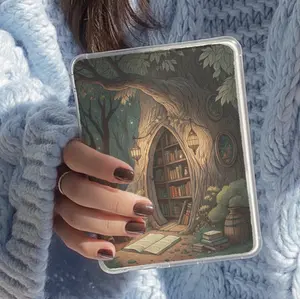 Tree Bookshelf Fantasy Bookish Kindle Insert for Clear Case – Aesthetic Book Lover Decor | Cozy Reading Accessory