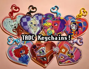 The Amazing Digital Circus Heart Keychains| TADC Double Sided Keychains, zooble, gangle, ragatha, caine, kinger, pomni, jax tadc keychain