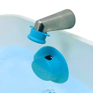 Jokari Tub Shield Bathtub Overflow Drain Cover - Deep Soak Spa Bath Accessory with Strong Suction Cups Safety Faucet Bumper Universal Fit for Luxury Soaking
