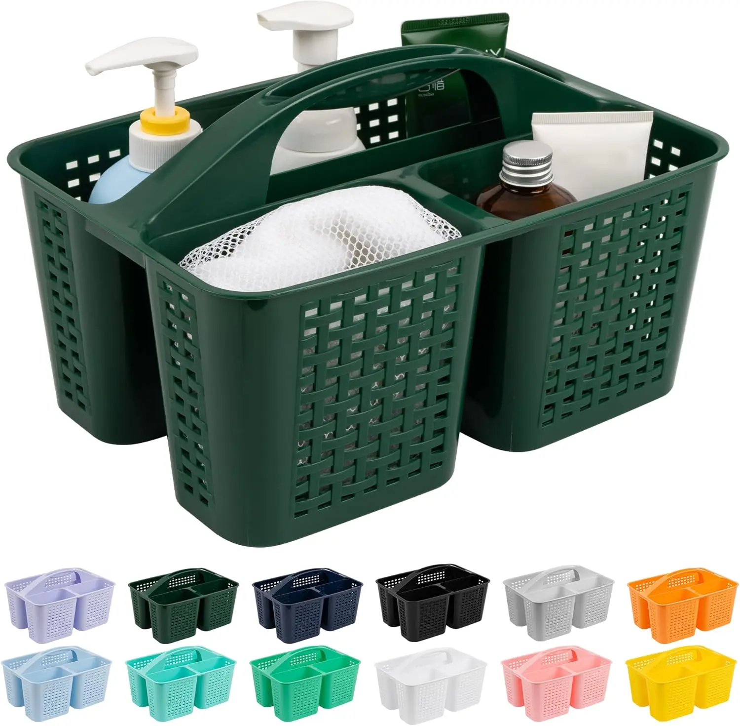 Portable Shower Caddy, Caddy Organizer with Handle, Plastic Shower Basket Hold Soap, Shampoo, Hair Supplies and Beauty Products, Cleaning Supplies Organizer for Home, Dorm, Shelf and Cabinet