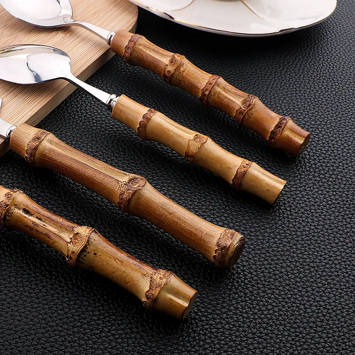 Natural Bamboo Handle Cutlery Set