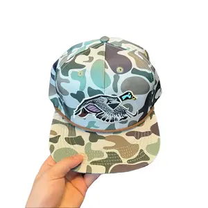 Vintage Mallard Duck Camo Rope Snapback Hat – Adjustable Hunting Cap for Men & Women