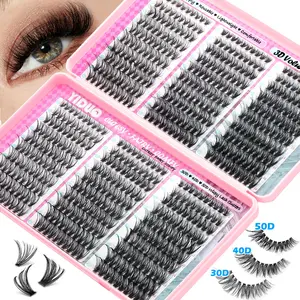 YIDUO 0.05mm D-Curl Eyelash Cluster 30D 40D 50D 3D effects Fluffy Eyelashes Cluster Individual False Eyelashes, 8-16mm Mixed Length 600 Pcs Cluster Lash Extensions Cosmetic