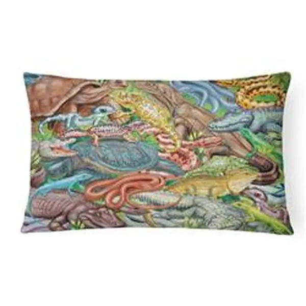 Reptile Print Standard Pillow - 12x3x16 in. Scales & Tails, Snakes, Turtle Design Canvas Fabric Decorative Pillow, Fade Resistant, Machine Washable, Reptile Print Standard Pillows