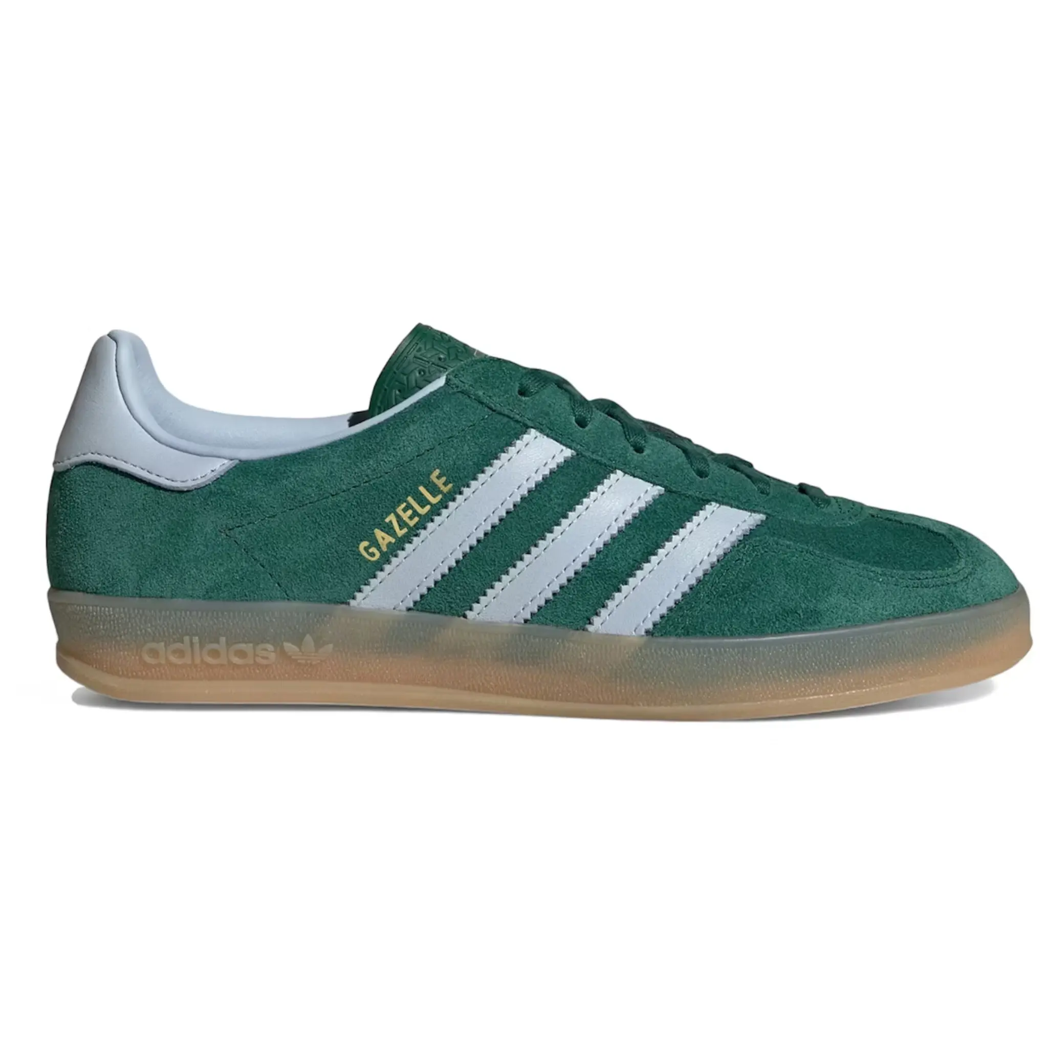 Adidas Originals Women's Green Soft Suede Low-Top Gazelle Indoor Sneakers - Travel, Walking, Comfortable - Style IH6799, Low-Top Cut, 3-Stripes