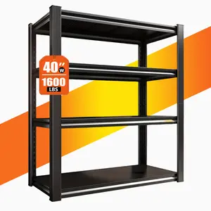 4-Tier Heavy-Duty Garage Shelving - Adjustable Metal Storage Rack with Removable Shelves, Freestanding Black Storage Unit for Garage, Basement, Workshop, Kitchen standingshelves