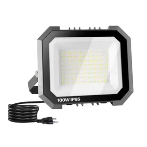 LED Flood Lights Outdoor 100W 10000LM Super Bright Floodlight IP65 Waterproof 6000K for Garage Yard Lawn Garden with 5.9FT Plug Easy Installation Die-Cast Aluminum