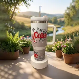 Diet Coke 40oz Insulated Tumbler With Handle And Straw, Life Happens Diet Coke Helps, Sugar-Free Diet Soft Drinkware, Stainless Steel Vacuum Travel Mug For Iced Drinks, Cute Birthday Gift For Her, Women, People Who Want To Lose Weight