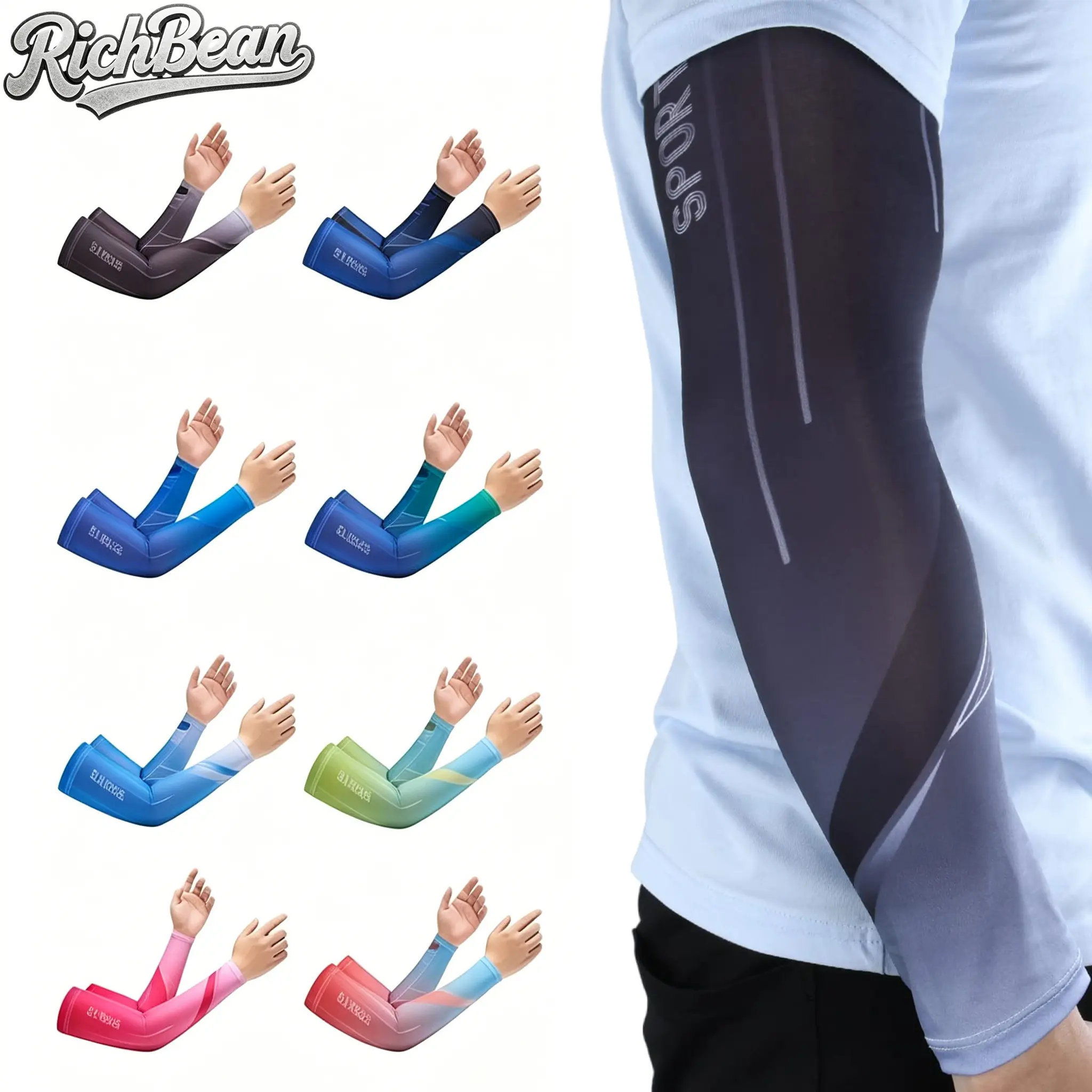 Unisex UV Protection Cooling Arm Sleeves (4Pairs/8 Pairs) - UPF 50+, Anti-Slip, Compression, Breathable, Comfortable Cycling Gear for Arms, Ideal for Cycling, Hiking, Outdoor Sports, Unisex Names
