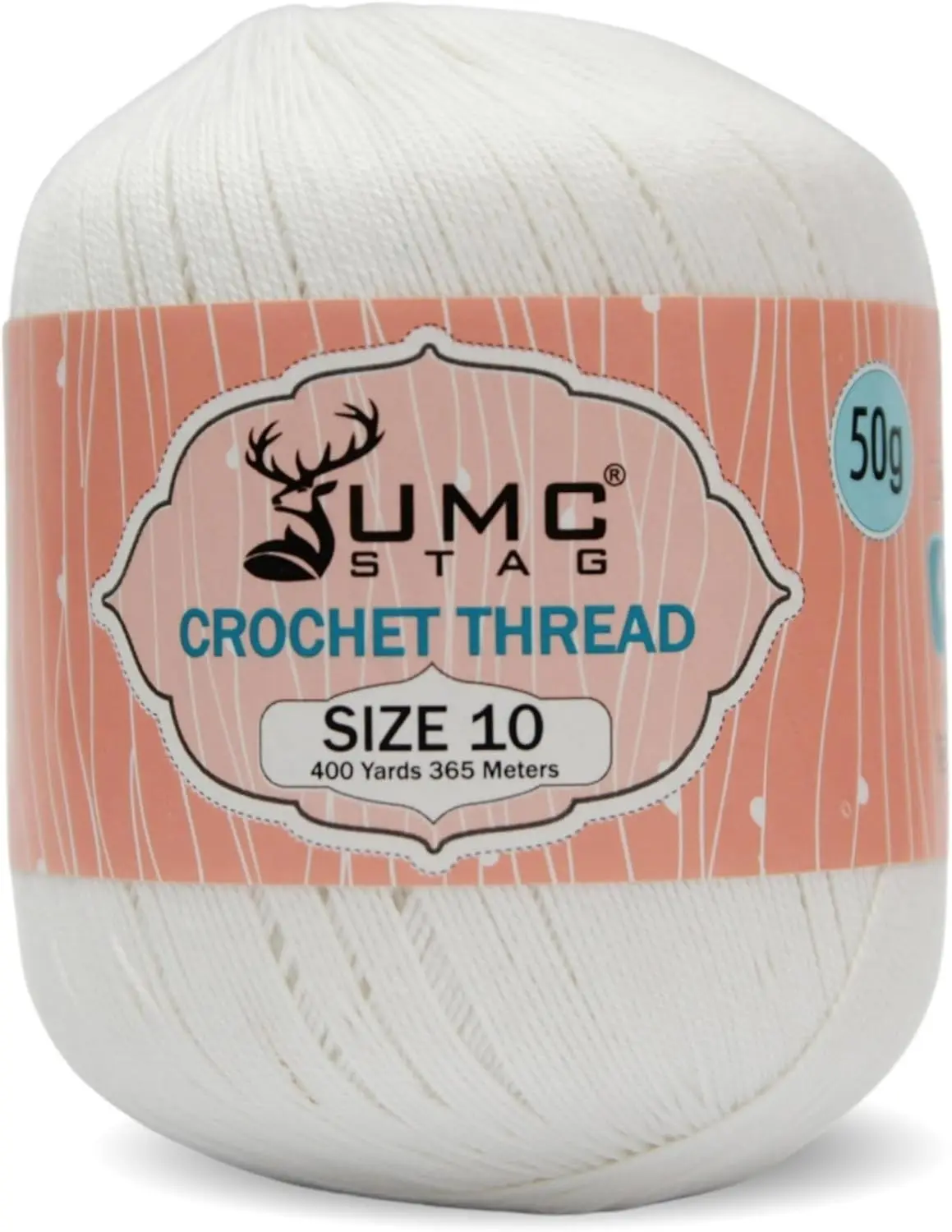 Size 10 Crochet Thread | 100% Combed Mercerized Cotton | Oeko-TEX Certified | 50g Ball 400 Yards | Ideal for Lace, Tatting & Crochet Projects (White, Size 10 Single) Gift
