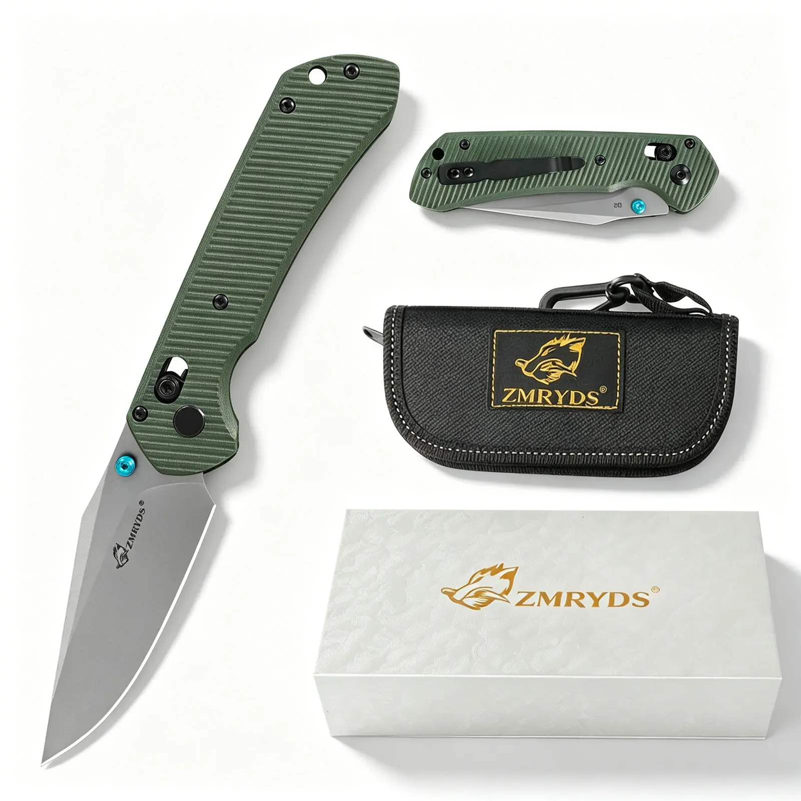 ZMRYDS FD1001 folding knife, pocket knife, fruit knife, D2 blade material, G10 handle, ceramic bearings, smooth opening, gift box packaging, top choice for gifts