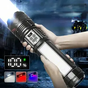 night security Super Bright LED Rechargeable Flashlight,Multifunctional Outdoor Zoomable Torch Light with Side Lights,Portable Flashlight for Outdoor Camping Fishing Emergency LightingTactical Equipment High Power spotlight Flashlight