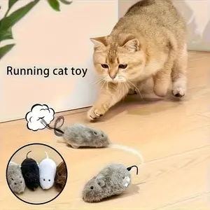 1pc Cat and Dog Wind-Up Mouse Toy, No Battery Needed Running Robot Pet Chase Game, Durable Plastic Spring Motion, Indoor Outdoor Interactive Hunt