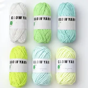 Glow In The Dark Soft DIY Knitting Yarn Crochet Colorful Elastic Thread Handcraft Material Eco Friendly Skin Safe Spring Creative Weaving Essential Multi Scene Glowing Fiber Art Kit Hook Needle Combo