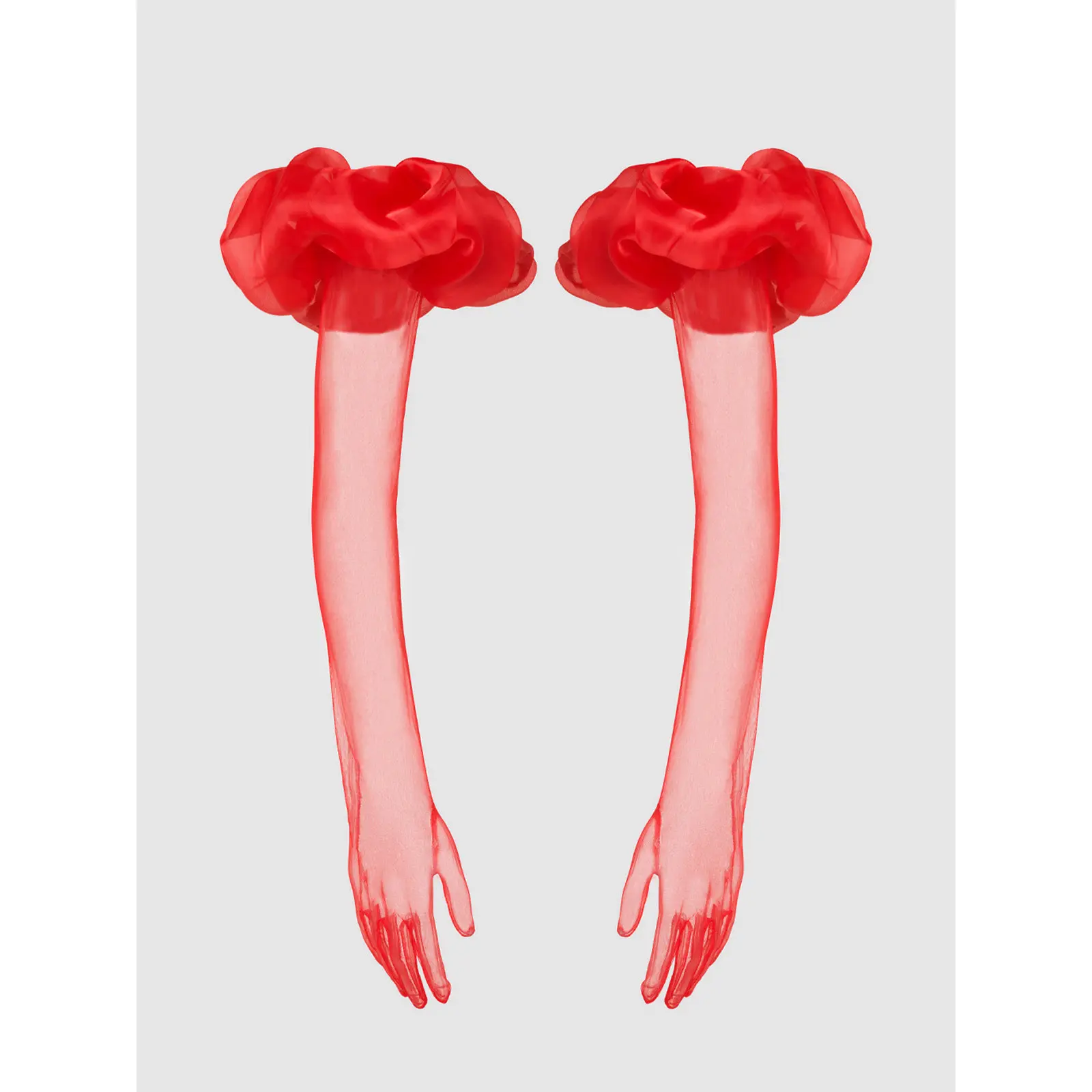 Frederick's Of Hollywood Sheer Chiffon Long Gloves - Puff Detail, Playful Look, Ideal for Drama Enthusiasts, Sheer Fabric, Drama Lovers