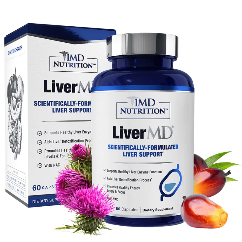 1MD Nutrition LiverMD with NAC and ALA - Liver Health Supplement with NAC, ALA, Siliphos & TocoGaia - Supports Detox, Healthy Metabolism, Liver Enzyme Function & Energy - Clinically Proven Formula for Optimal Liver Function