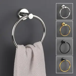 Round stainless steel wall-mounted towel ring, corrosion-resistant, easy to install, suitable for hanging heavy items, bathrobes, and hand towels in the bathroom