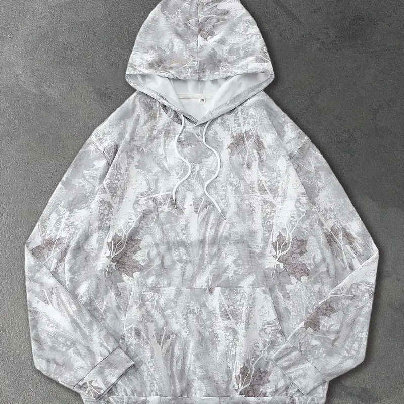 Vintage Branch Camo Hoodie, Autumn & Winter Street Style Graphic Print Clothing, Trendy Casual Wear for Men & Women