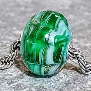 Glad lampwork beads for European style bracelet - Caribbean Sea