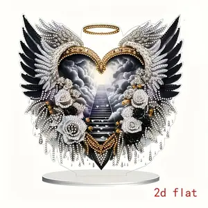 2D Flat Heaven Door Rose Wings Diamond Painted Decorative Figurine, DIY Irregular Crystal Artificial Diamond Craft, Handmade Gift