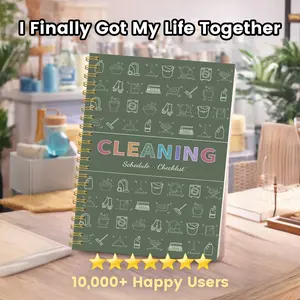 Home Cleaning Planner Notebook, Monthly Annual Checklist, Room-By-Room Deep Clean, Weekly Task Tracker, Durable Smooth Paper